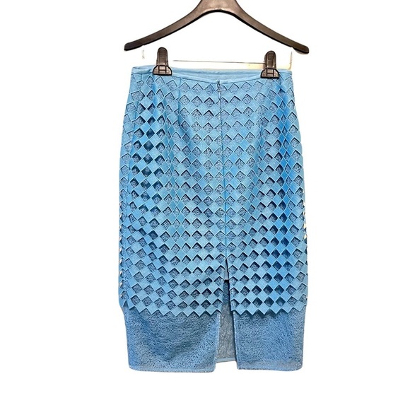 Diane Von Furstenberg Diamond Pattern Layered Lined Straight Pencil Skirt - Picture 5 of 9